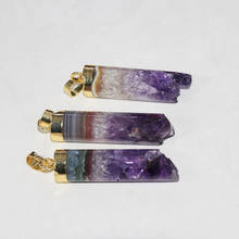 Natural stone pendulum long pendants amulet female raw purple quartz Cylinder column geode druzy crystal spiritual big polish 2024 - buy cheap