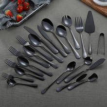 Steel Black Cutlery Set Fish Forks Knives Soup Spoons Chopsticks Butter Knife Dessert Spoon Cake Fork Tea Spoon Dinnerware Set 2024 - buy cheap