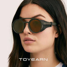 New Classic Brand Designer Fashion Round Steampunk Sunglasses Men Women Vintage Leather Wrap Sun Glasses For Male Retro Goggle 2024 - buy cheap
