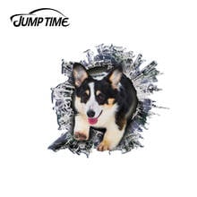 Jump Time-Calcomanía para ventana corgi tricolor 3D de 13cm x 12,2 cm, desechos de vidrio reflectante de pegatina, calcomanías impermeables de animales 2024 - compra barato