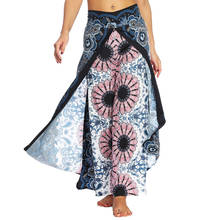 Calças de yoga femininas casuais estilo harém hippie boho, calças de patchwork confortáveis com estampa baggy 2024 - compre barato