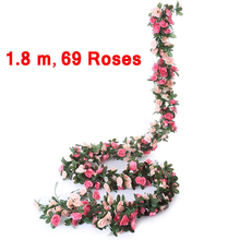 Artificial Rattan Fake Rose Vine Flower Plant Vine Decoration Wall Hanging Rose Home Decor Accessories Wedding Decorative Wreath 2024 - buy cheap