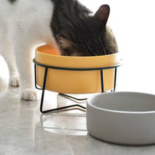 Миска для кошек с металлической подставкой, аксессуары для питомцев, защита шейного отдела позвоночника, для кормления питомцев, миска для воды 2024 - купить недорого