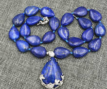 Collar con colgante de piedras preciosas en forma de lágrima, lapislázuli Natural, 13x18mm, 18" 2024 - compra barato