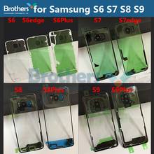 Carcaça de bateria transparente para samsung galaxy, para modelos s7, s7edge, s6, s6edge, s6plus, s8, s8plus, s9, s9plus, com vidro para câmera 2024 - compre barato