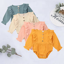 US Newborn Baby Girl Cotton & linen Solid Long Sleeve Bodysuit Jumpsuit Playsuit Clothes Outfit Set 2024 - buy cheap