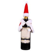 MESA DE NAVIDAD cena fiesta decoración Santa botella de vino cubierta botella bolsa sombrero titular para la cena de Año Nuevo 2024 - compra barato