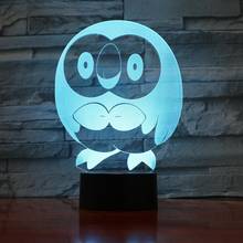 Lámpara LED 3D de acrílico con dibujos de búho para dormitorio, lámpara de luz nocturna con diseño de pájaros y animales para bebés, 841 2024 - compra barato