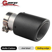 G-parts-Punta de escape de acero inoxidable para coche, superficie de explosión de fibra de carbono mate, borde rodante, negro, silenciador de tubos de escape 2024 - compra barato