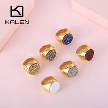 KALEN Round Colourful Crystal Bud Bague Rings For Women Gold Color Stainless Steel Wedding Bands Mujer Anillos Elegant Jewelry 2024 - buy cheap