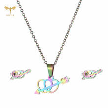 Fashion Romantic Women's  Jewelry Set  Arrow Heart Love Pendant Necklace Stud Earrings For Anniversary Gifts Choker 2024 - buy cheap