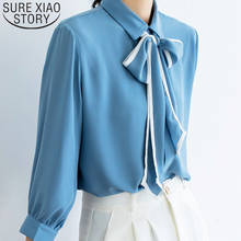 2021 moda feminina blusa meia manga arco mulheres chiffon camisa casual escritório senhoras mulheres topos elegantes roupas femininas 5249 50 2024 - compre barato
