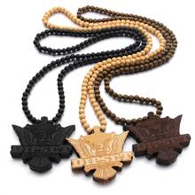 New Fashion   Good Wood   Hip-Hop Team Logo Necklace Eagle Head Long Bead Chain Hiphop Dancer Pendant Necklace Jewelry 2024 - buy cheap