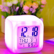 Relógio despertador led multifuncional, 7 cores, despertador com modo de sono, alarme, relógio digital, acessórios para quarto, 1 peça 2024 - compre barato
