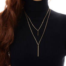 Simple Geometric Jewelry Double Layer Bar Necklaces for Women Stick Shaped Sweater Chain Long Chain Necklace Collier 2024 - buy cheap