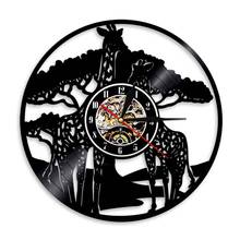 Giraffe Vinyl Record Wall Clock Modern Creative Zoo Decorative Time Clocks Watch LED Silent Quartz Animal Theme Gift For Kids 2024 - buy cheap