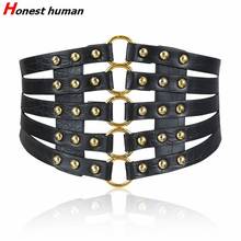 Fashion women Wide Waist Belt hollow rivet Elastic cummerbund long skirt waistbands for female slim body Decoration belt 2024 - buy cheap