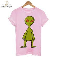 2020 moda feminina bonito t-shirts harajuku funy alien cartoon rosa impressão casual estético t camisa casual kawaii roupas 2024 - compre barato