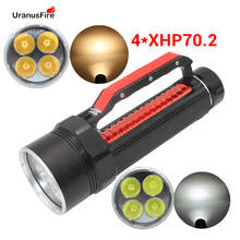 Linterna LED portátil XHP70.2 para buceo, luz de buceo táctica, amarilla y blanca, 4 x XHP70.2, subacuática, 100M 2024 - compra barato
