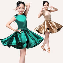 Professional Child Latin Dance Dress Girls Junior Latin Dress Knee Length Flamenco Dance Costumes Milk Silk Ballroom Dance Dress 2024 - buy cheap
