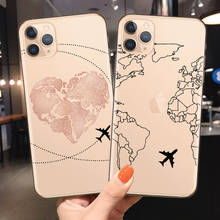 Funda de TPU suave de viaje con mapa del mundo para iPhone, funda de avión para iPhone 12 Pro, XS Max, XR, 7, 8 Plus, 6S, 11, SE2020 2024 - compra barato