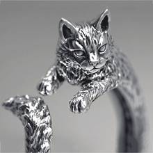 Anel retrô de cobre com abertura de gato, feminino, estilo escuro, liga, para aniversário, festa, animal, joia, 2020 2024 - compre barato