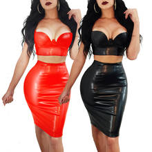 Plus Size Dresses For Women 4XL 5XL 6XL Wetlook PU Dress Sexy Black Split Bodycon Party Club Leather Dresses Midi Vestidos 2024 - buy cheap