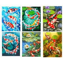 Full Square Circle 5Diy Diamond Painting  Flower Koi fish Diamond Embroidery Cross Stitch rhinestones Mosaic Wall StickerZP-3368 2024 - buy cheap