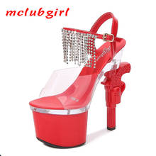 Mclubgirl-zapatos de mujer de 17,5 CM, tacones de discoteca sexys, sandalias de plataforma de diamante de imitación transparente, zapatos de banquete, LFD 2024 - compra barato