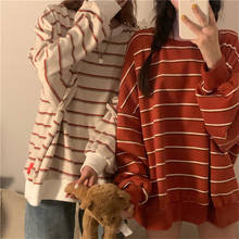 Korean Autumn Oversized Hoodies Women Harajuku Long Sleeve Striped Sweatshirt Casual Loose Jumper Pullover Jacket 2024 - buy cheap