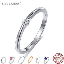 SILVERHOO 925 Sterling Silver Rings for Women Cute Zircon Round Geometric 925 Silver Wedding Ring Fine Jewelry Minimalist Gift 2024 - buy cheap