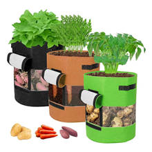 Sacola de feltro criativa para cultivo de plantas, sacos com alças e janelas para visualização de plantas, para tomate e batata 2024 - compre barato