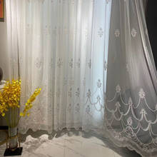 Cortinas bordadas de lujo para sala de estar, tul elegante de pantalla para balcón, color dorado/plateado, Romance turco, # VT 2024 - compra barato