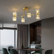 Deyidn-lámpara colgante de cristal para sala de estar, candelabro LED de cobre, luces doradas de Isla de cocina para comedor, dormitorio, vestíbulo, Villas y Hotel 2024 - compra barato