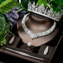 HIBRIDE Charm Flower Women Jewelry Sets Princess Crown Wedding Dinner Dress Accessories Dubai Bridal Jewelry N-1640 2024 - buy cheap