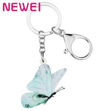 Bonsny Acrylic Cute Blue Butterfly Keychains Printing Animal Key Ring Jewelry Gift For Women Kids Men Wallet Decoration Charms 2024 - buy cheap