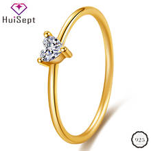 HuiSept модное Ювелирное кольцо из серебра 925 пробы для женщин в форме сердца AAA циркон драгоценные камни украшения золотого цвета кольца для свадьбы оптовая продажа 2024 - купить недорого