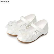 Weoneit White Pink Black Kids Baby Flower Shoes Children Wedding Party Dress Princess Leather Sandal For Little Girl Dance Shoes 2024 - buy cheap