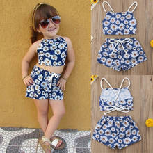 Summer Newborn Kids Baby Girls Flower Clothes Set Sleeveless Crop Vest Tops Shorts 2pcs Outfits Baby Girl Casual Clothes 0-24M 2024 - buy cheap