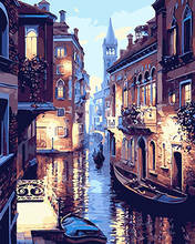 PAINTBOY-pintura por números con marco de paisaje de Venecia, imágenes de pared, lienzo Digital, pintura al óleo, decoración del hogar 2024 - compra barato