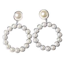 European Style Fashion Vintage Long Pearl Cross Earrings for Pearl Round Long Drop Earrings Jewelry Trendy Accessories 2024 - buy cheap