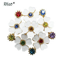 RHao Elegant White Resin Flower Brooches Multi color Rhinestone Flower brooch pins Women Wedding jewelry accessories clothes pin 2024 - buy cheap