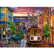 diy diamond painting san francisco trolley mosaic embroidery 5d cross stitch kit full square round drill home decoration AA2430 2024 - buy cheap