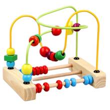Wooden Toys for Children Color Wooden Circles Bead Wire Maze Roller Coaster Educational Wood Puzzles Toy 2024 - buy cheap