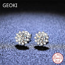 Geoki-pendientes de plata de primera ley con forma de copo de nieve, aretes pequeños, plata esterlina 0,5, 925 Ct, Color VVS1 2024 - compra barato