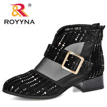 ROYYNA 2020 New Designers Mesh Women's Boots Fashion Round Toe Transparent Ankle Boots Ladies Summer Sandals High Top Footwear 2024 - buy cheap