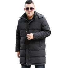Зимняя мужская куртка Для мужчин зимняя куртка большого Размеры середины Длина теплая куртка с капюшоном Для мужчин Экстра большой Размеры XL-8XL 9XL 10XL черная кожаная куртка 2024 - купить недорого
