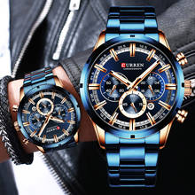 Top Brand Luxury Business Men's Watches Blue Stainless Steel Band Date Chronograph Quartz Watch Men Male Clock Relogio Masculino 2024 - buy cheap
