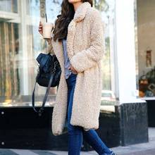2021 Autumn Long Winter Coat Woman Faux Fur Coat Women Warm Ladies Fur Teddy Jacket Female Plush Teddy Coat Plus Size Outwear 2024 - buy cheap