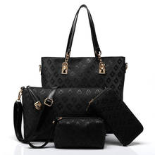Bolsa feminina composta com alça superior, conjunto de bolsa de mão em couro pu, carteiras e chaves 2024 - compre barato